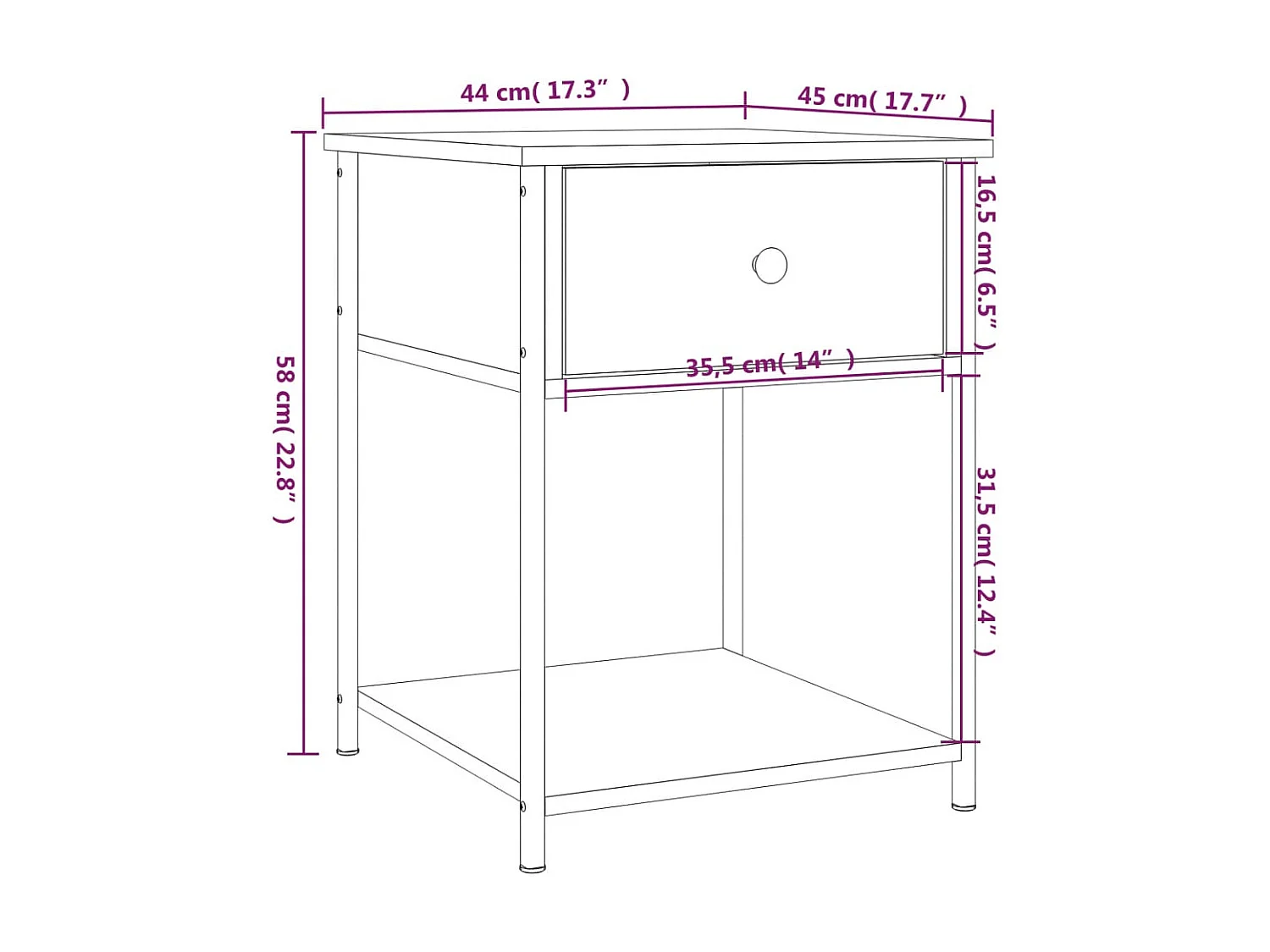 Mesitas de noche 2 piezas sonoma gris 44x45x58 cm madera contrachapada