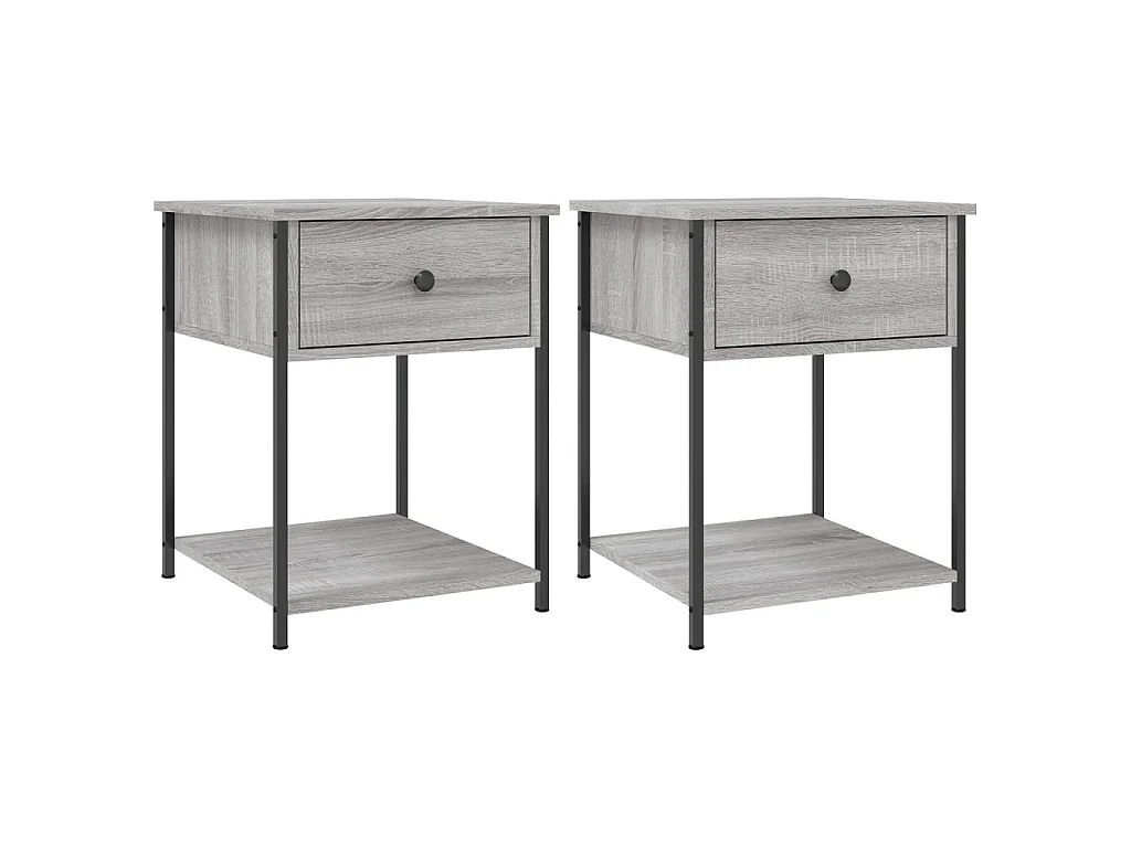 Comodini 2 pz sonoma grigio 44x45x58 cm in derivati del legno
