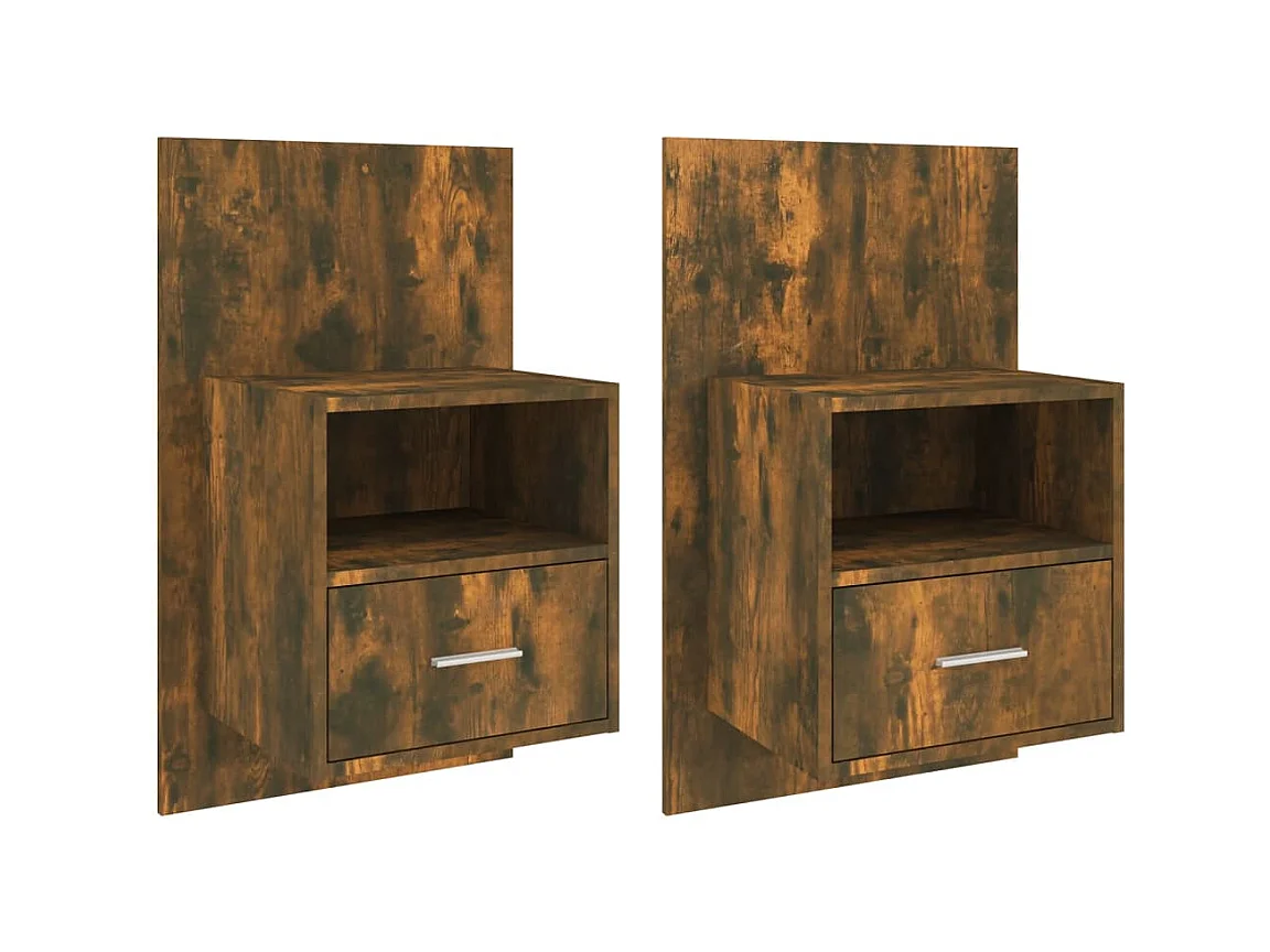 Tables de chevet murales 2 pcs Chêne fumé