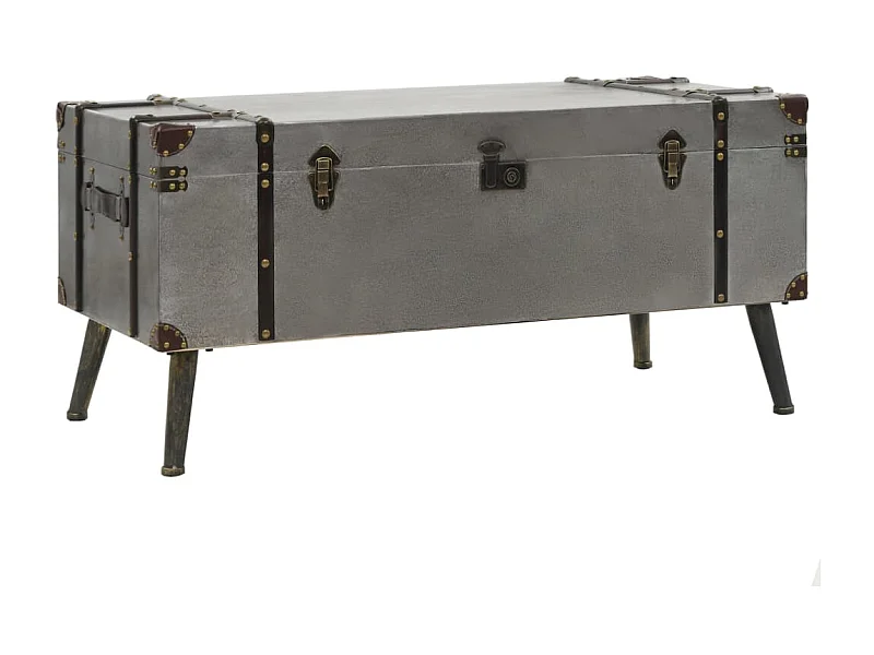 Mesa de centro em MDF dourado e alumínio 102 x 51 x 47,5 cm