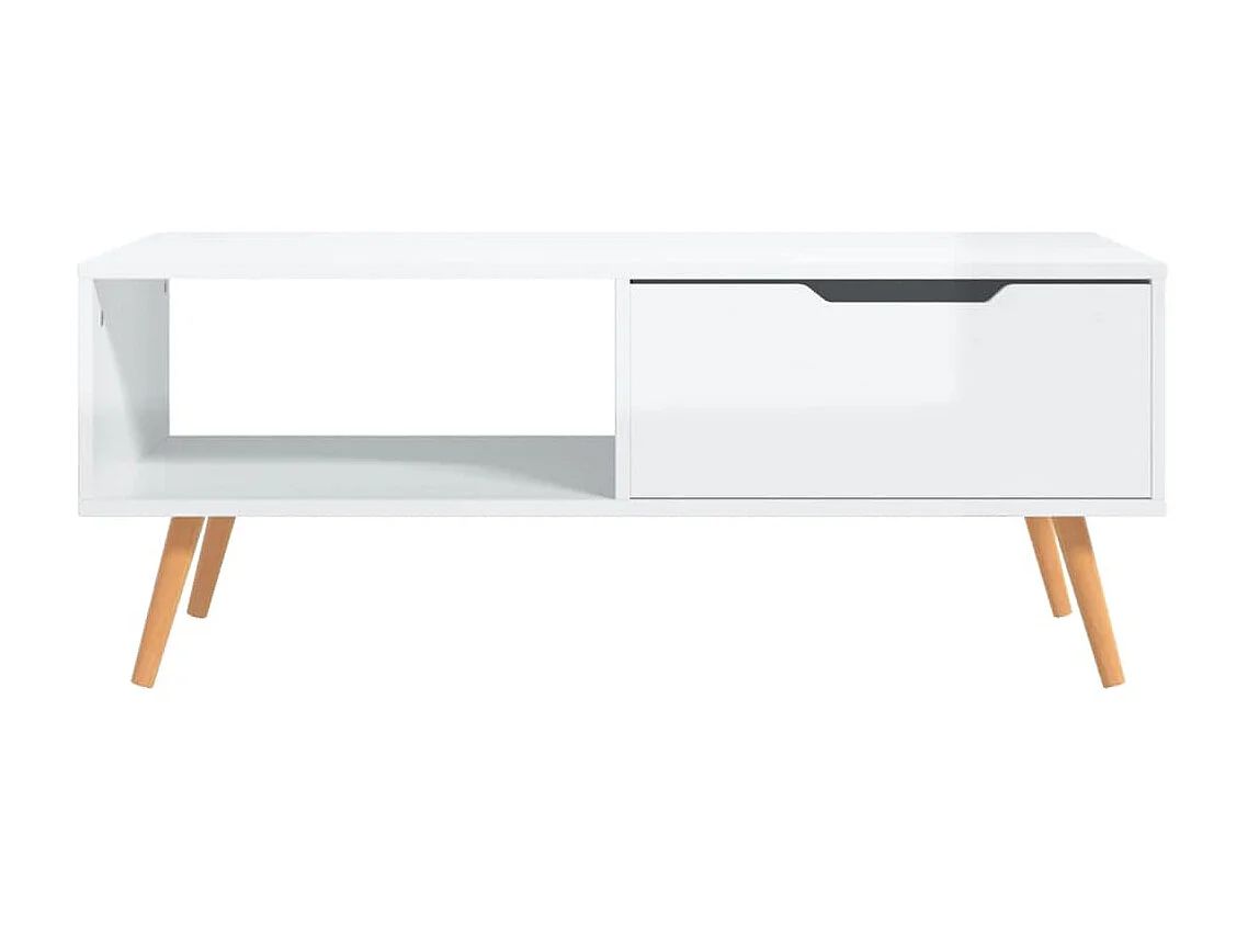 Table basse Blanc brillant 100x49,5x43 cm Aggloméré