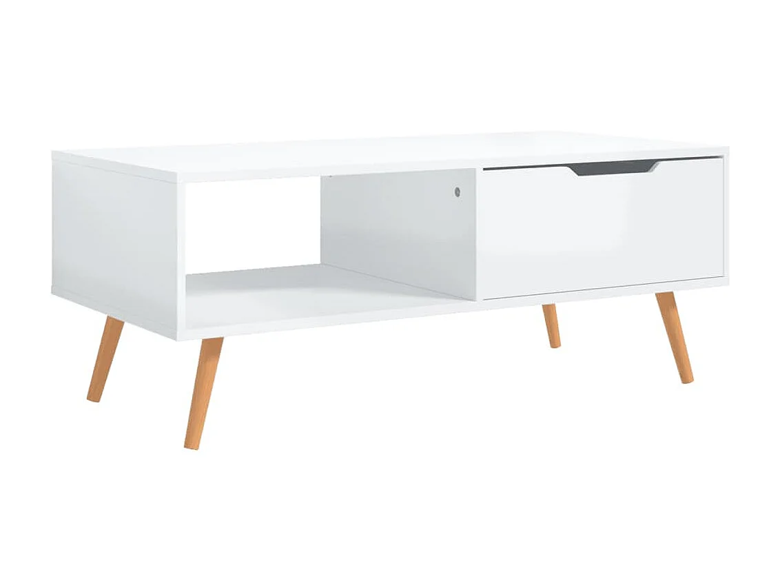 Table basse Blanc brillant 100x49,5x43 cm Aggloméré