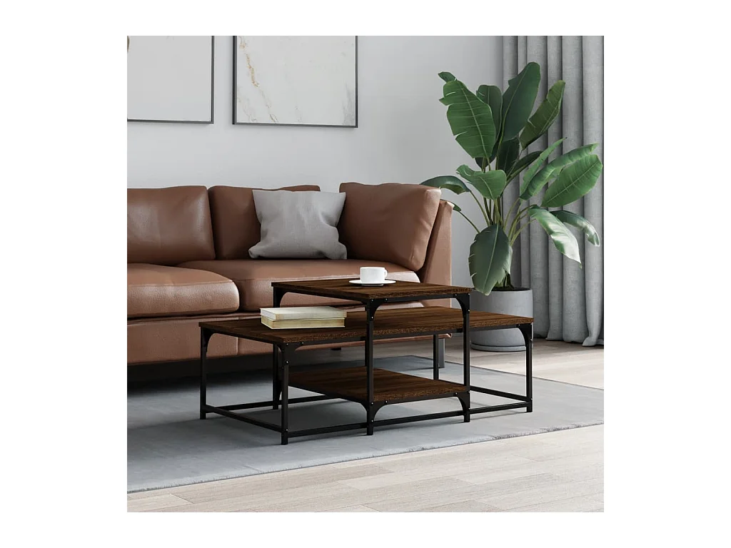 Mesa de centro roble Gold Brown 102x60x45 cm madera contrachapada