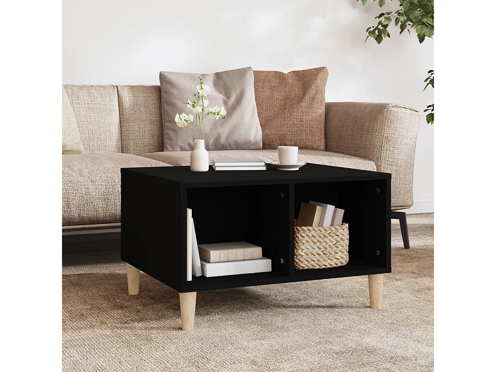 Gold Salontafel Zwart 60x50x36,5 cm Bewerkt hout