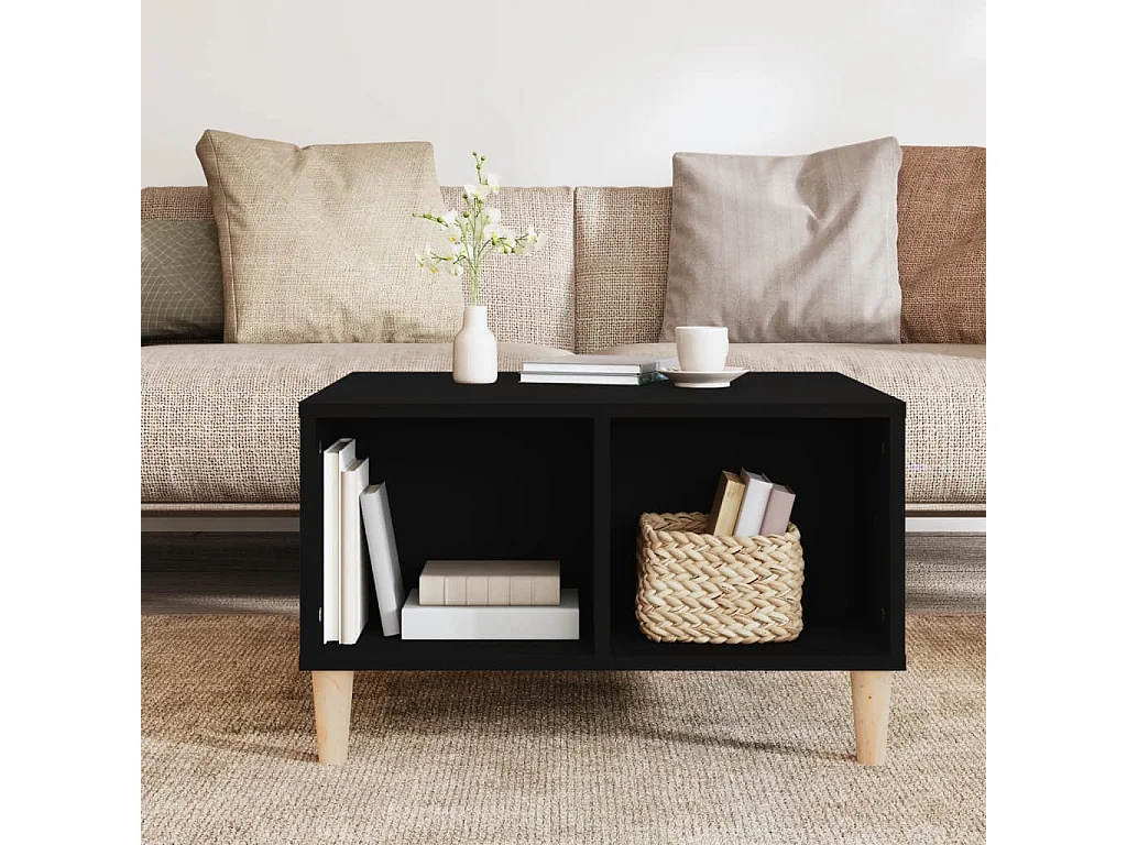 Gold Salontafel Zwart 60x50x36,5 cm Bewerkt hout