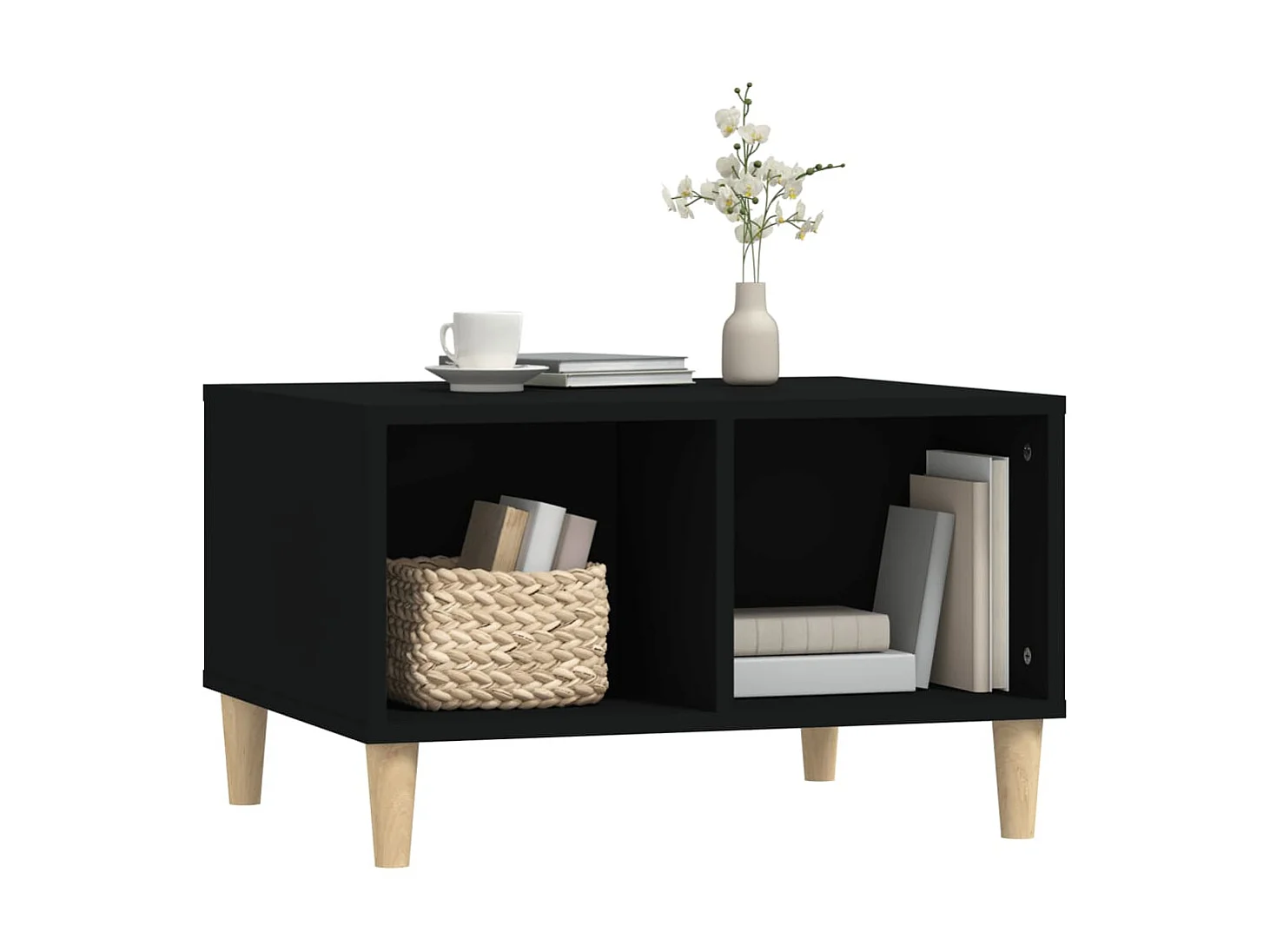 Gold Salontafel Zwart 60x50x36,5 cm Bewerkt hout