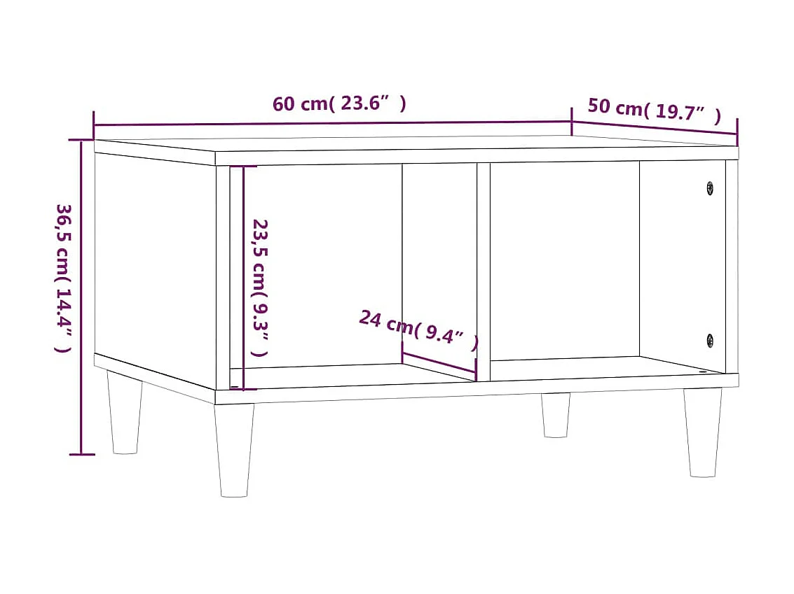 Gold Salontafel Zwart 60x50x36,5 cm Bewerkt hout