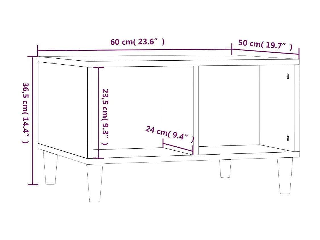 Gold Salontafel Zwart 60x50x36,5 cm Bewerkt hout