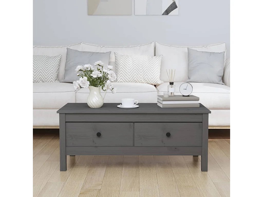 Gold Salontafel Grijs 100x50x40 cm Massief grenenhout