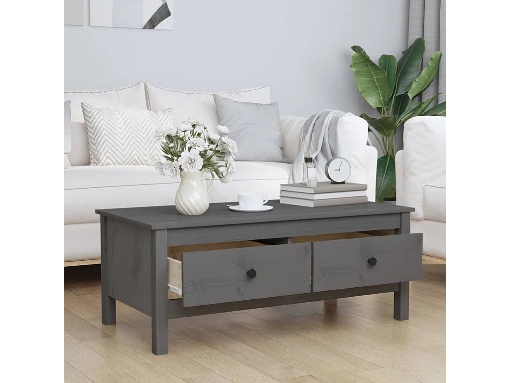 Gold Salontafel Grijs 100x50x40 cm Massief grenenhout