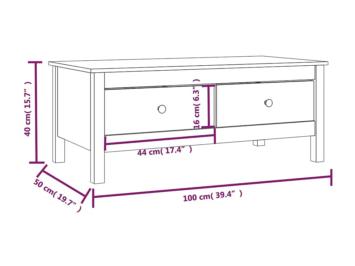 Gold Salontafel Grijs 100x50x40 cm Massief grenenhout