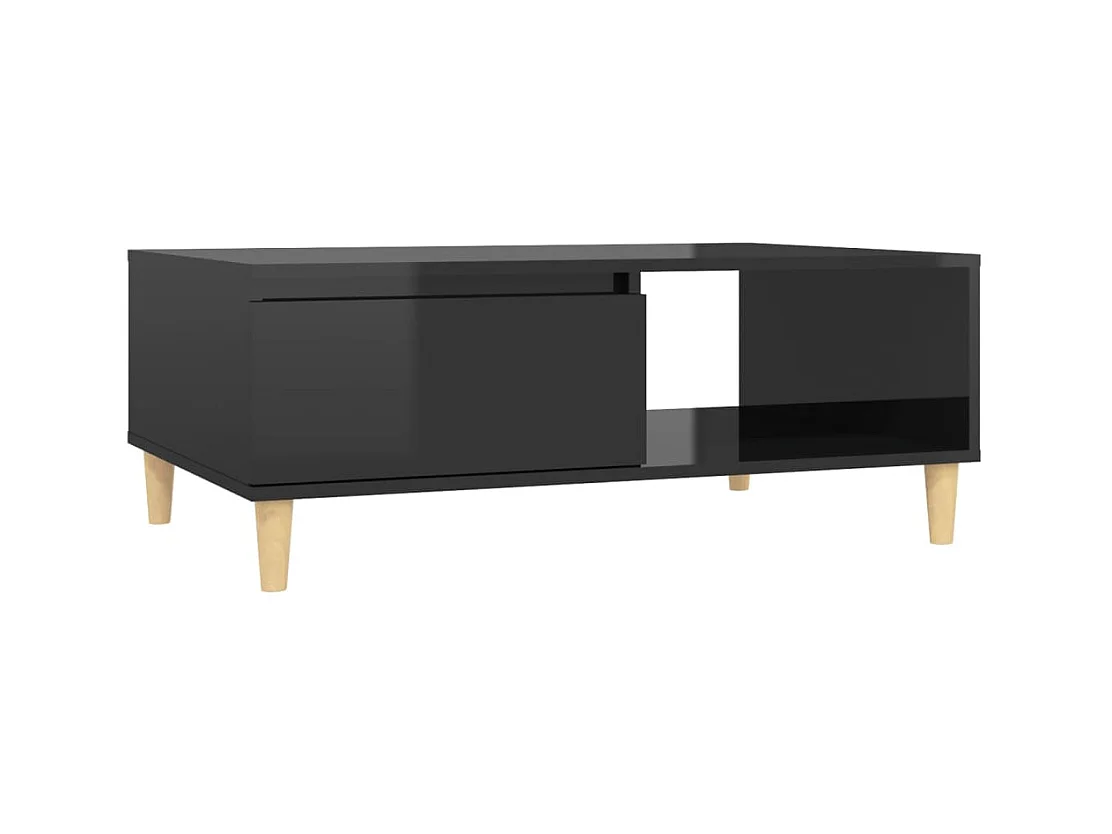 Table basse Noir brillant 90x60x35 cm Aggloméré