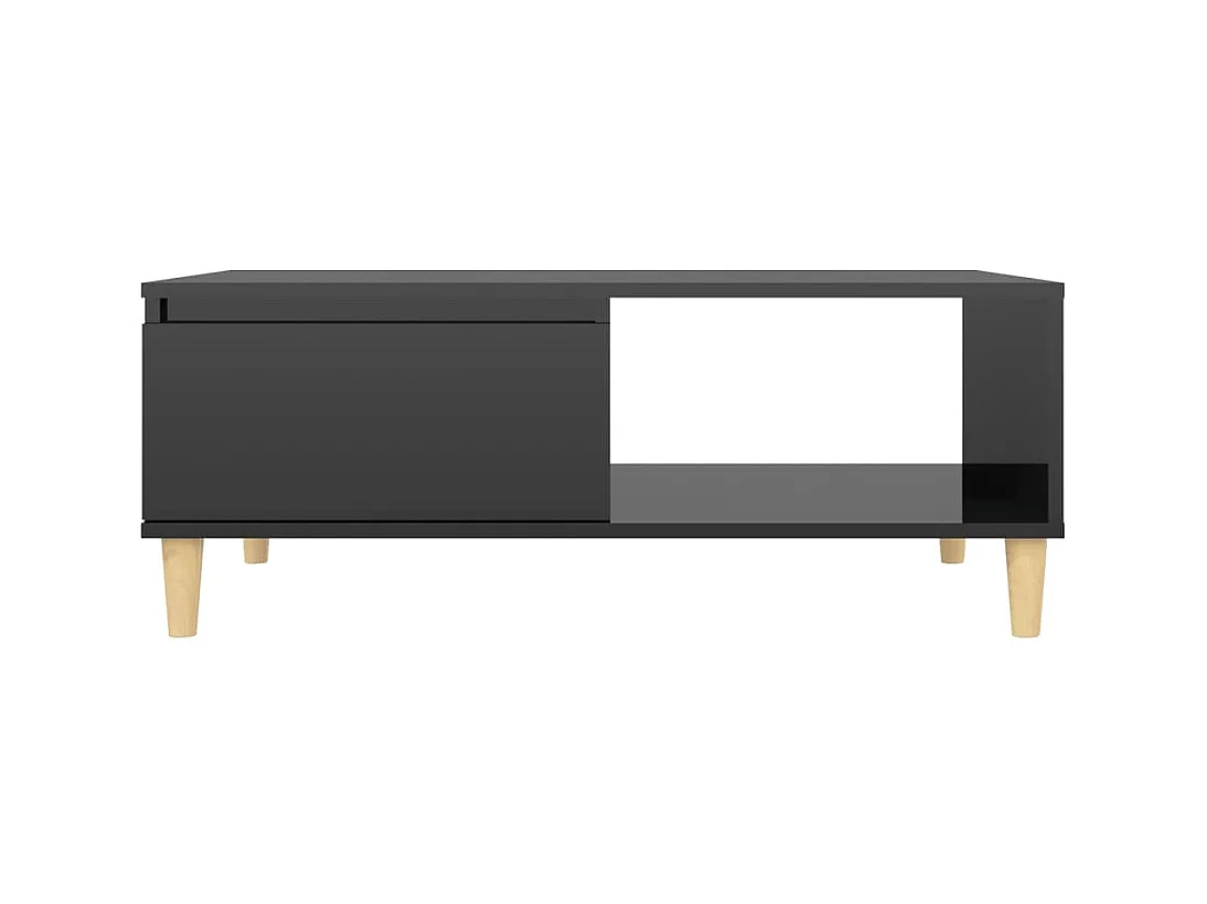 Table basse Noir brillant 90x60x35 cm Aggloméré