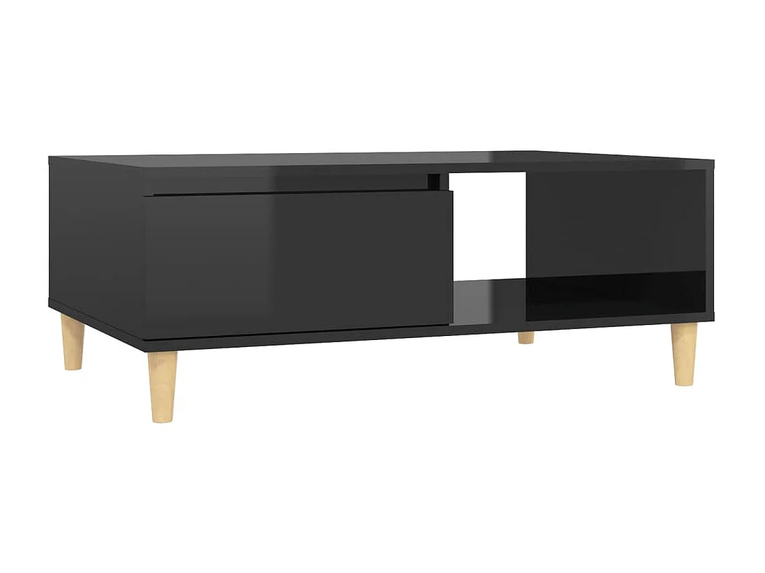 Table basse Noir brillant 90x60x35 cm Aggloméré