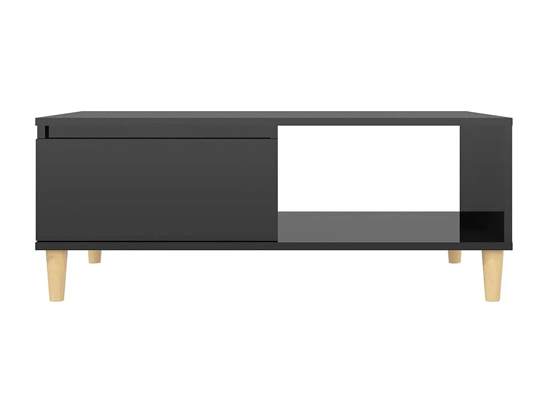 Table basse Noir brillant 90x60x35 cm Aggloméré