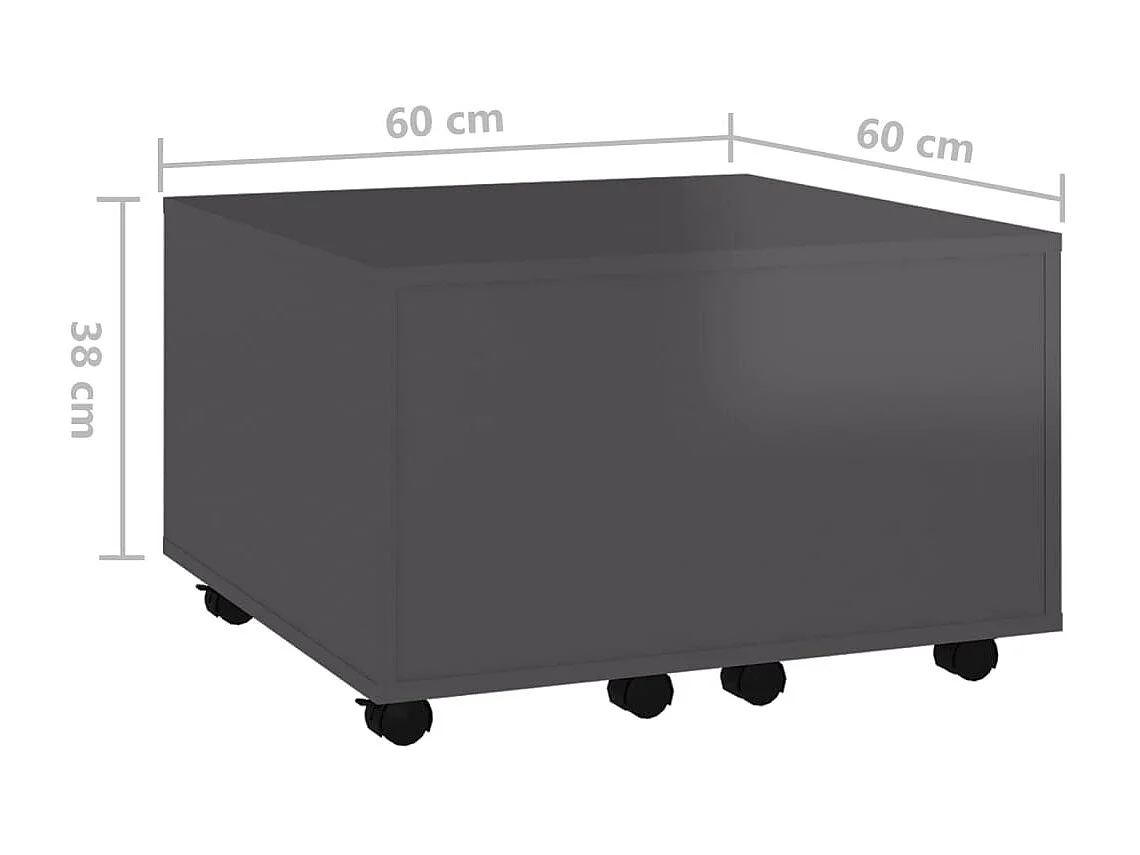 Gold Salontafel Glanzend grijs 60x60x38 cm Spaanplaat