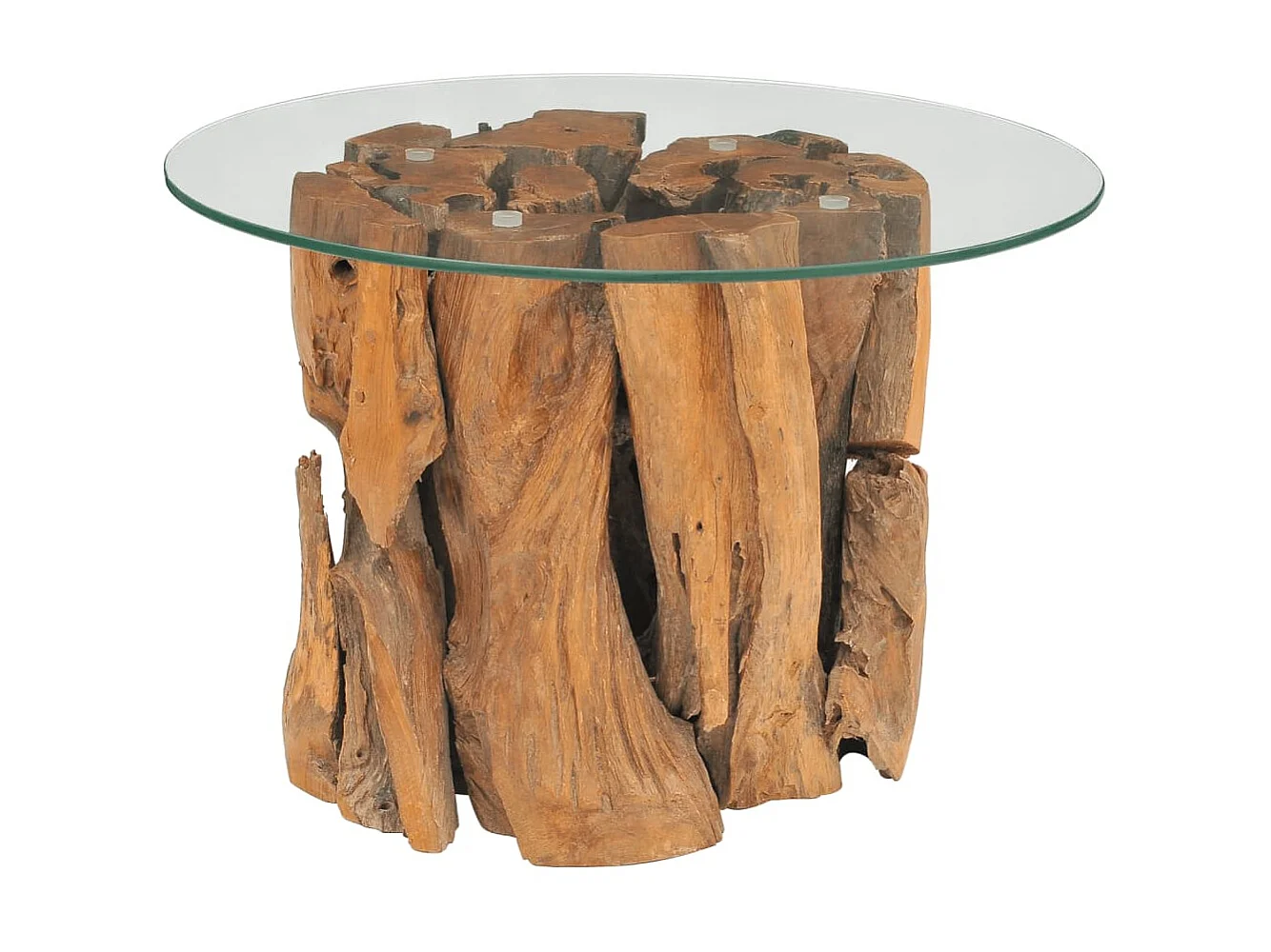 Mesa de centro dourada madeira maciça flutuante de teca 60 cm