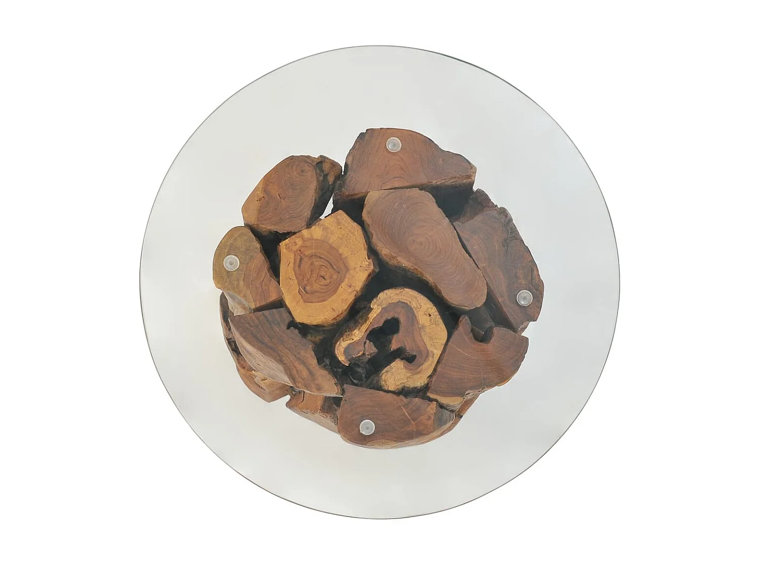 Mesa de centro dourada madeira maciça flutuante de teca 60 cm