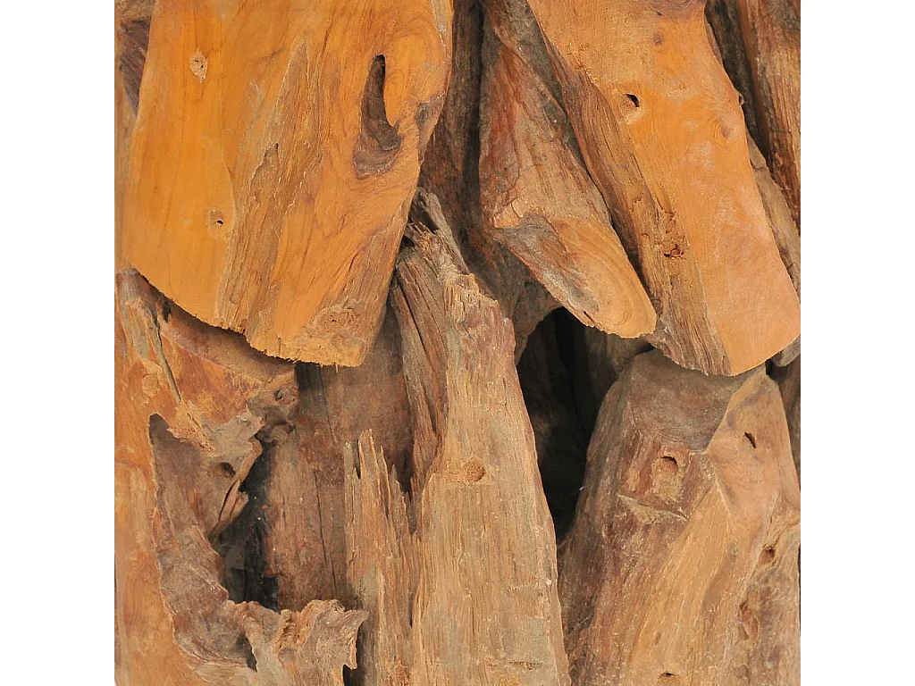 Mesa de centro dourada madeira maciça flutuante de teca 60 cm