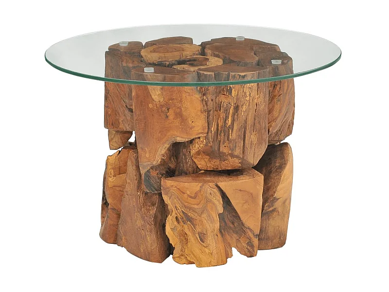 Mesa de centro dourada madeira maciça flutuante de teca 60 cm