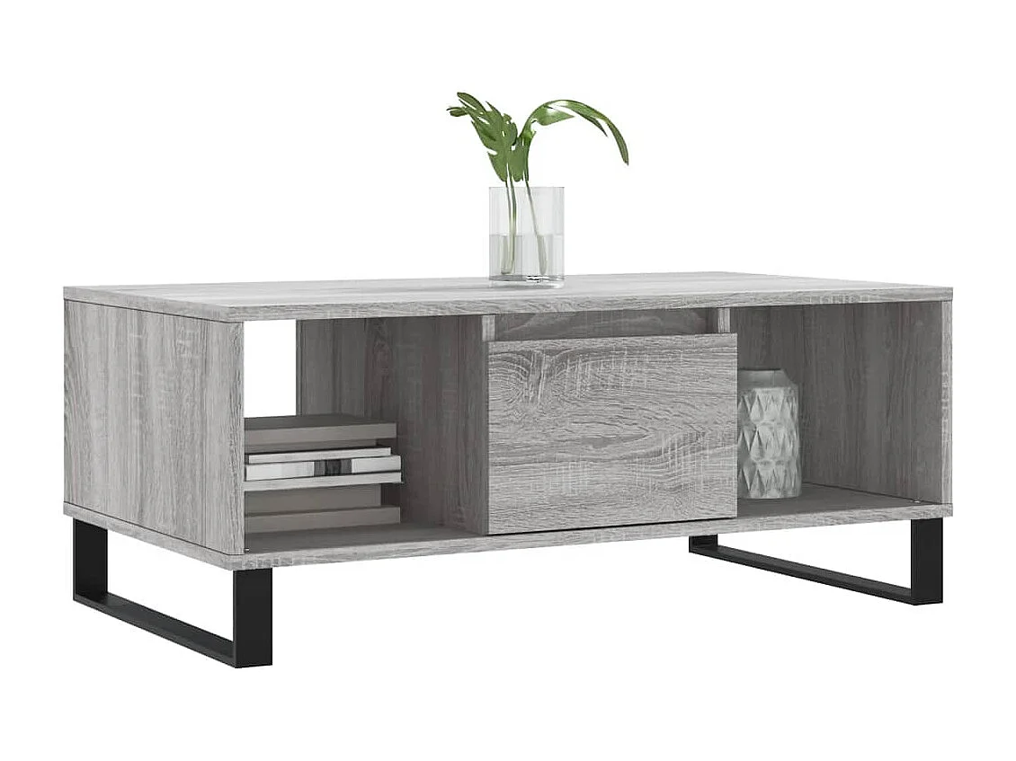 Gouden Sonoma grijze salontafel 90x50x36,5 cm Bewerkt hout