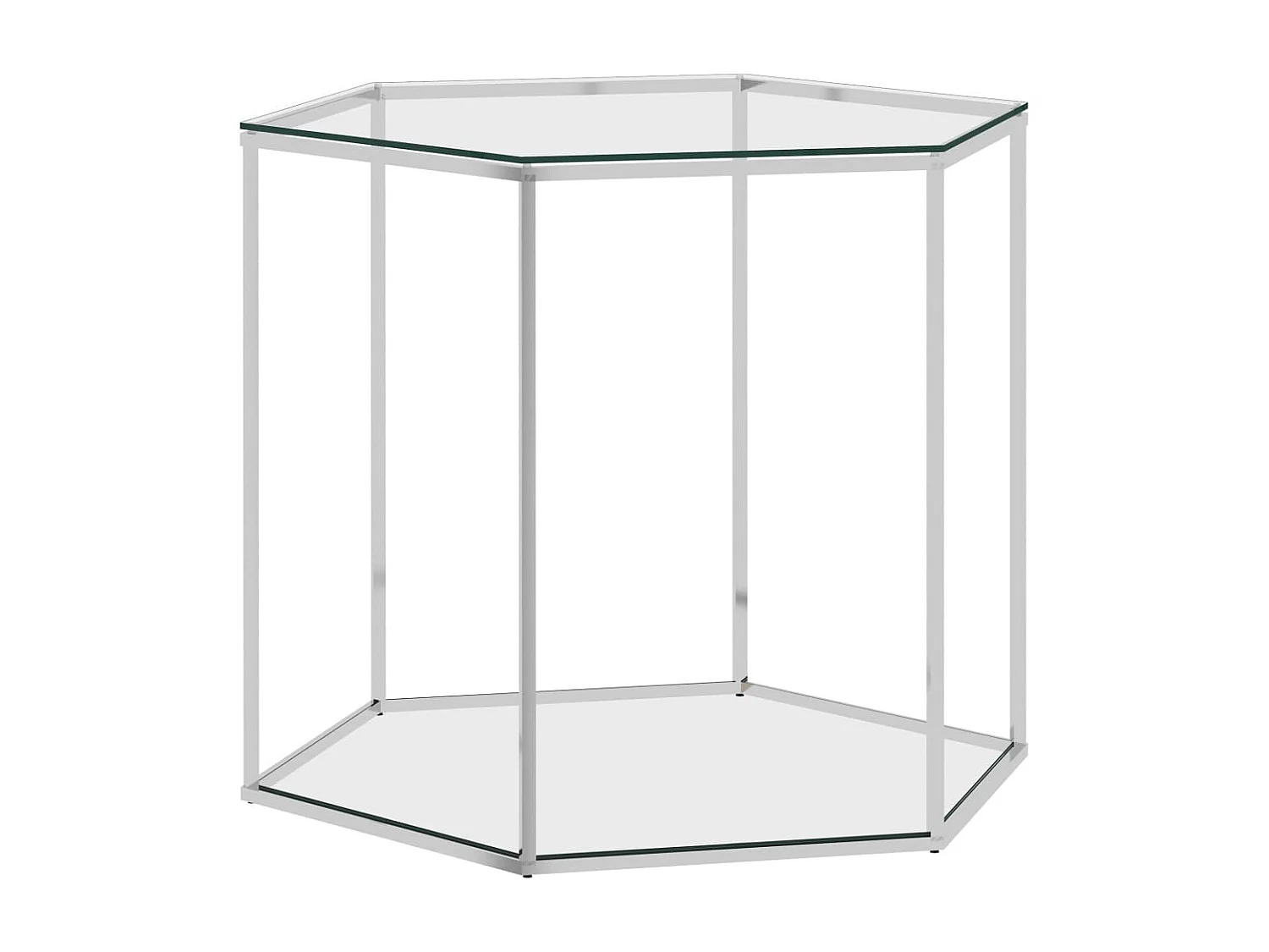 Table basse Argenté 60x53x50 cm Acier inoxydable et verre