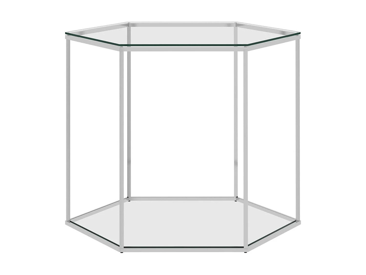 Table basse Argenté 60x53x50 cm Acier inoxydable et verre