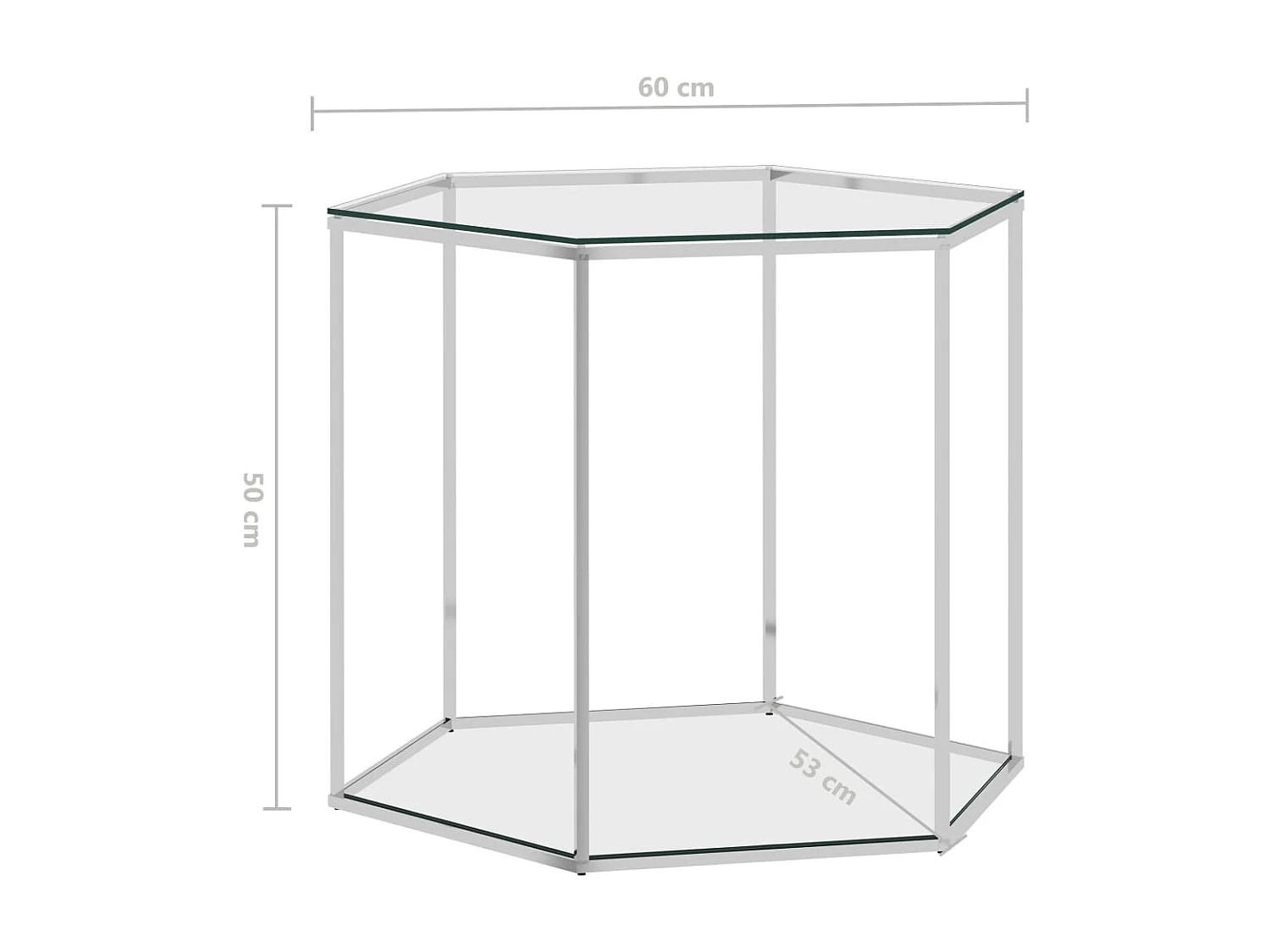 Table basse Argenté 60x53x50 cm Acier inoxydable et verre