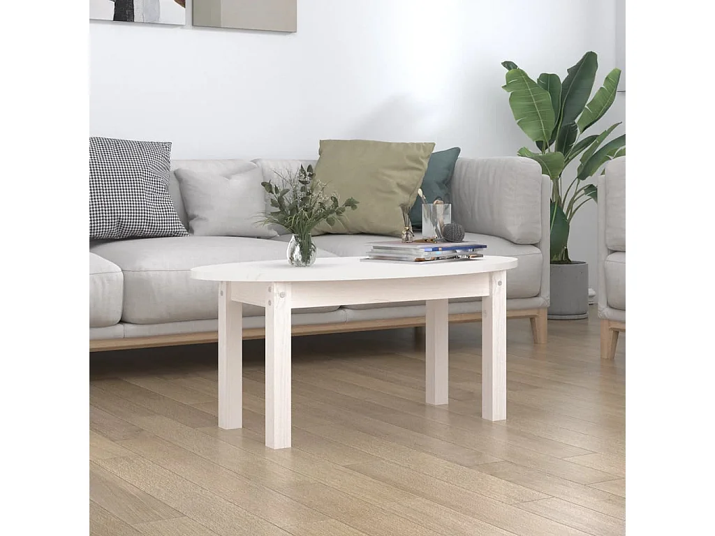 Tavolino Gold Bianco 80x40x35 cm Legno di pino massiccio