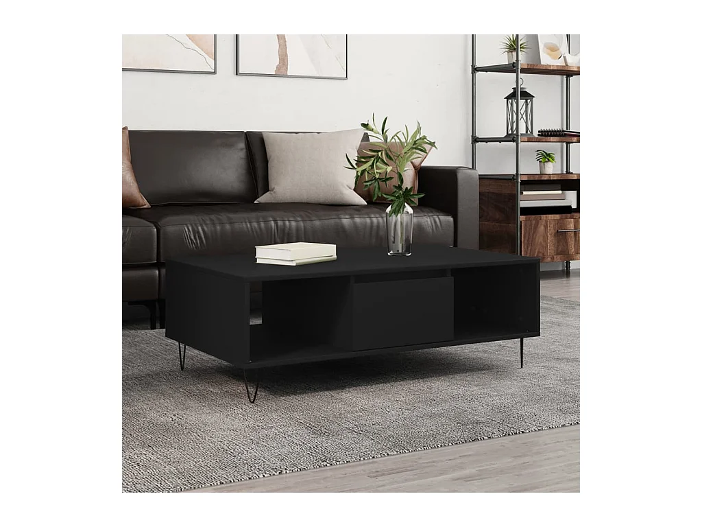 Table basse noir 104x60x35 cm bois d'ingénierie
