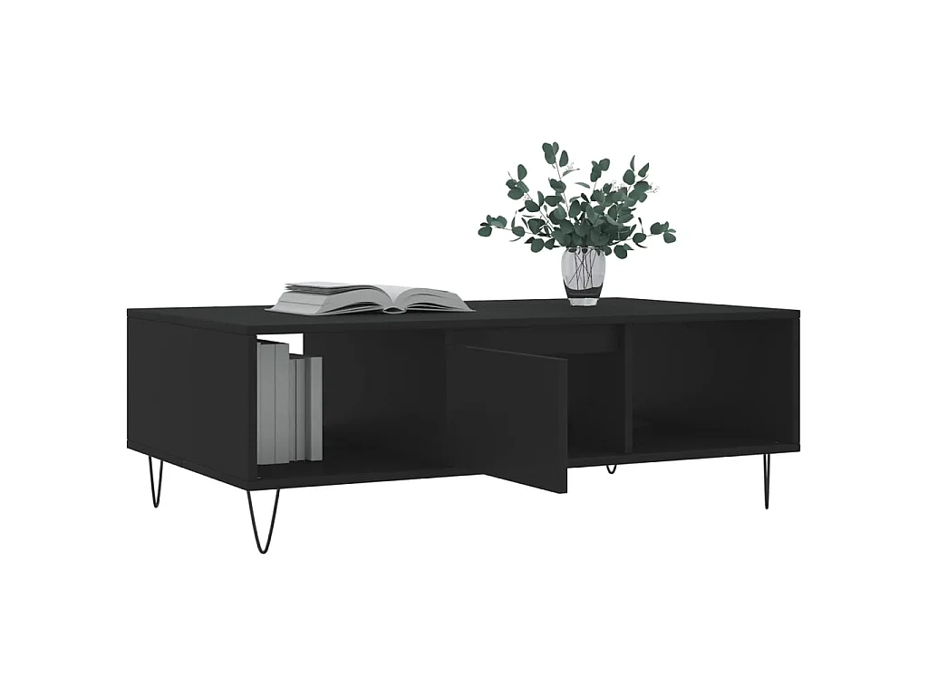 Table basse noir 104x60x35 cm bois d'ingénierie
