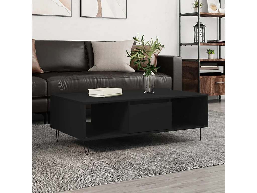 Table basse noir 104x60x35 cm bois d'ingénierie
