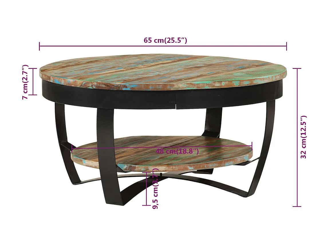Table basse Bois massif de récupération 65 x 32 cm