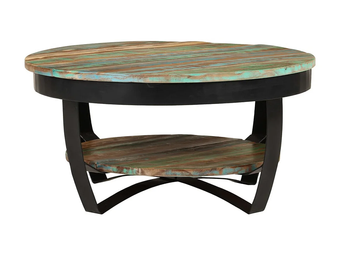 Mesa de centro dourada Madeira recuperada maciça 65 x 32 cm