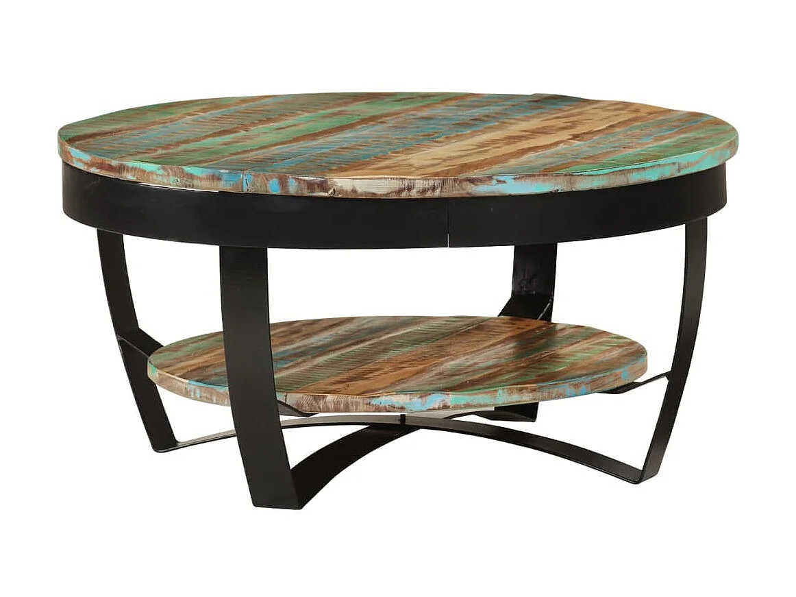 Mesa de centro dourada Madeira recuperada maciça 65 x 32 cm