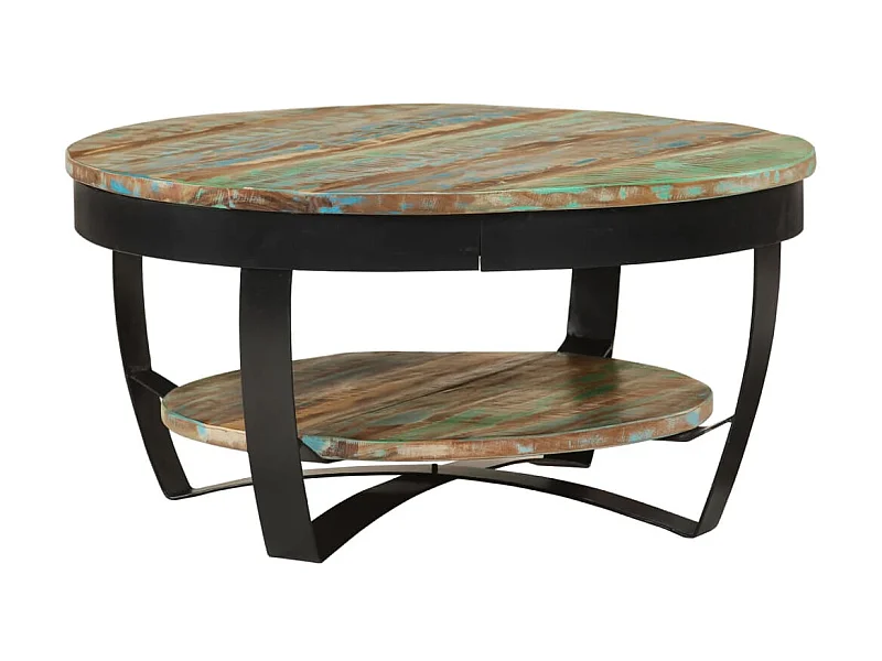 Goldfarbener Couchtisch aus massivem Altholz, 65 x 32 cm