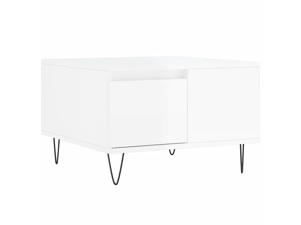 Goud Glanzend witte salontafel 55x55x36,5 cm samengesteld hout