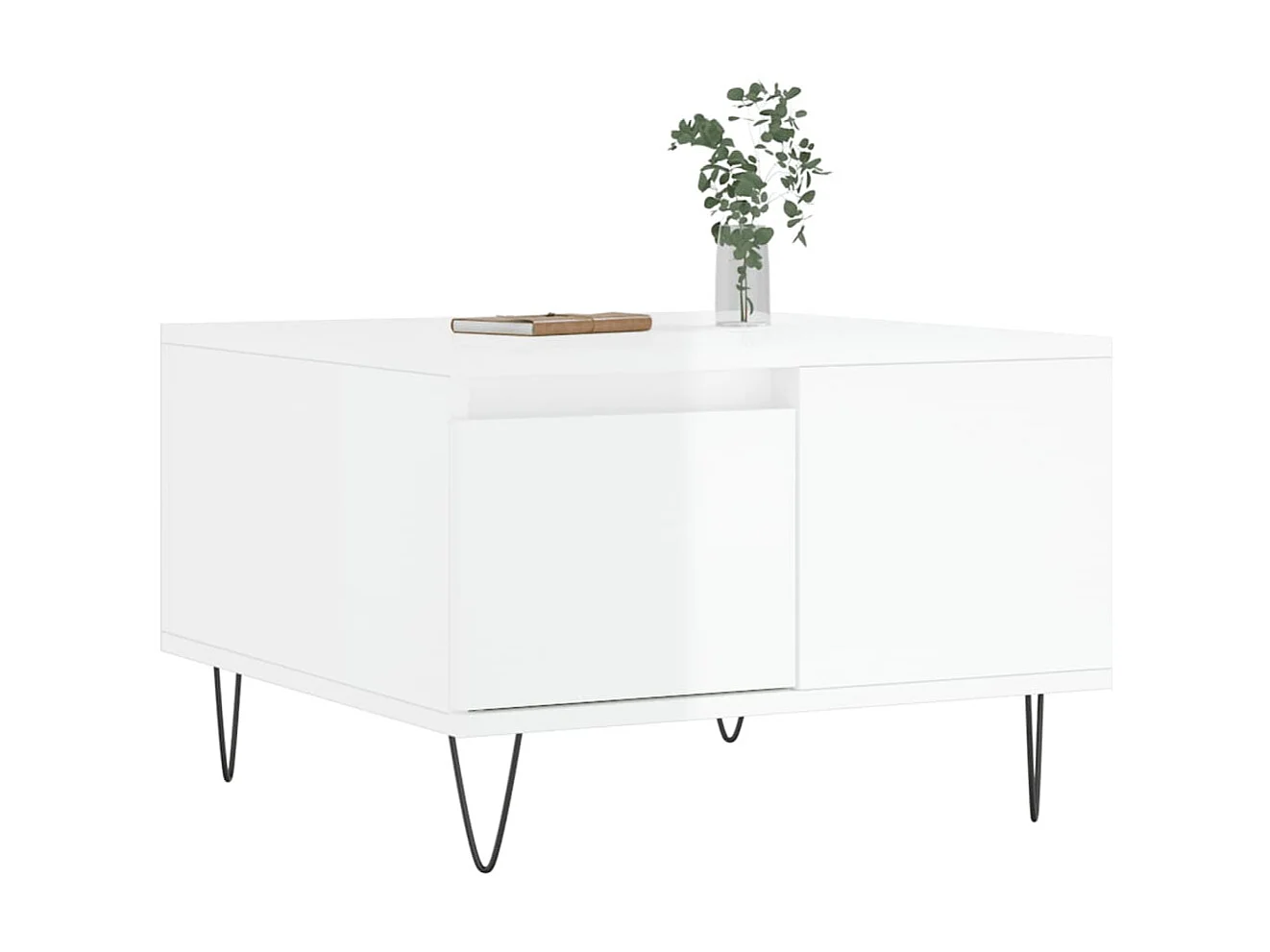 Goud Glanzend witte salontafel 55x55x36,5 cm samengesteld hout