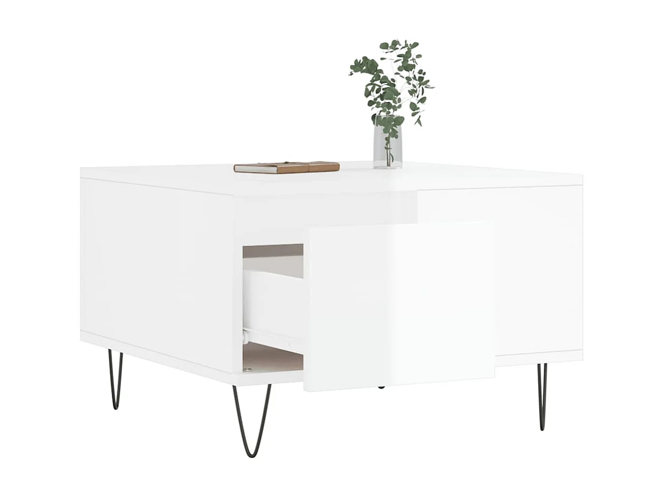 Goud Glanzend witte salontafel 55x55x36,5 cm samengesteld hout