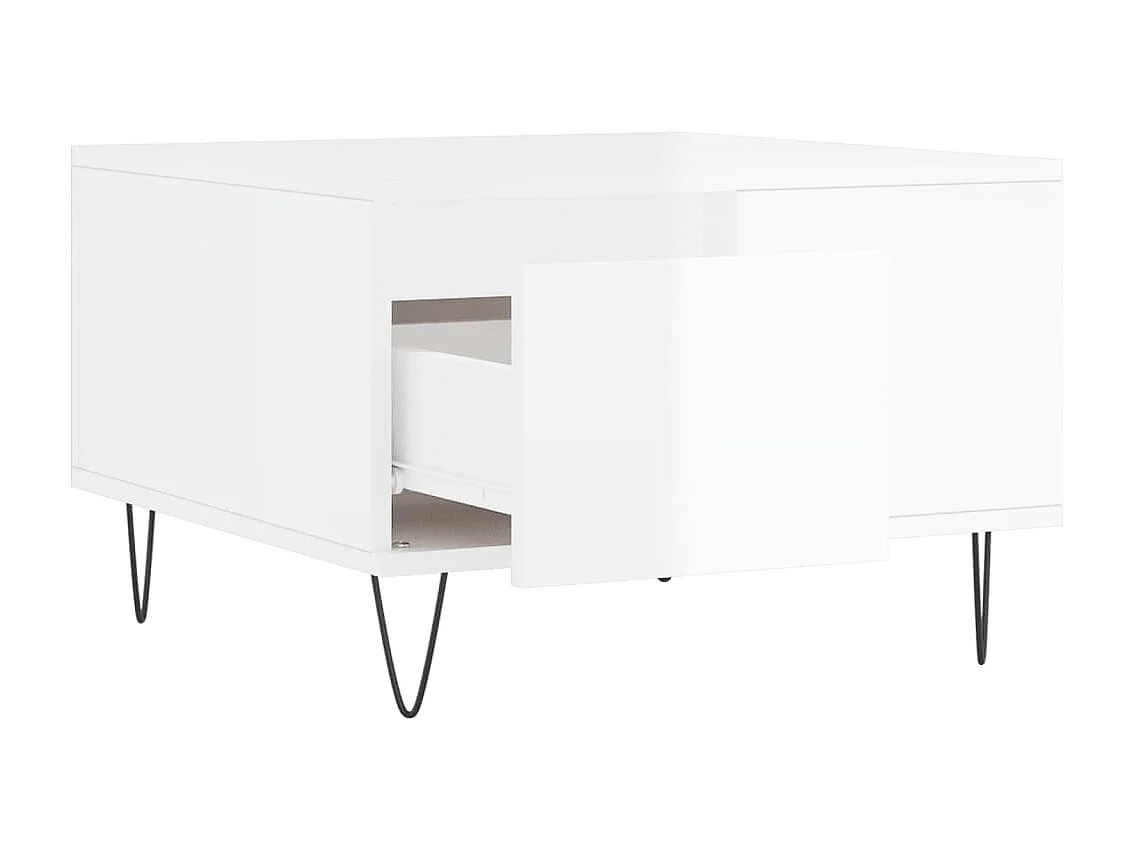 Goud Glanzend witte salontafel 55x55x36,5 cm samengesteld hout