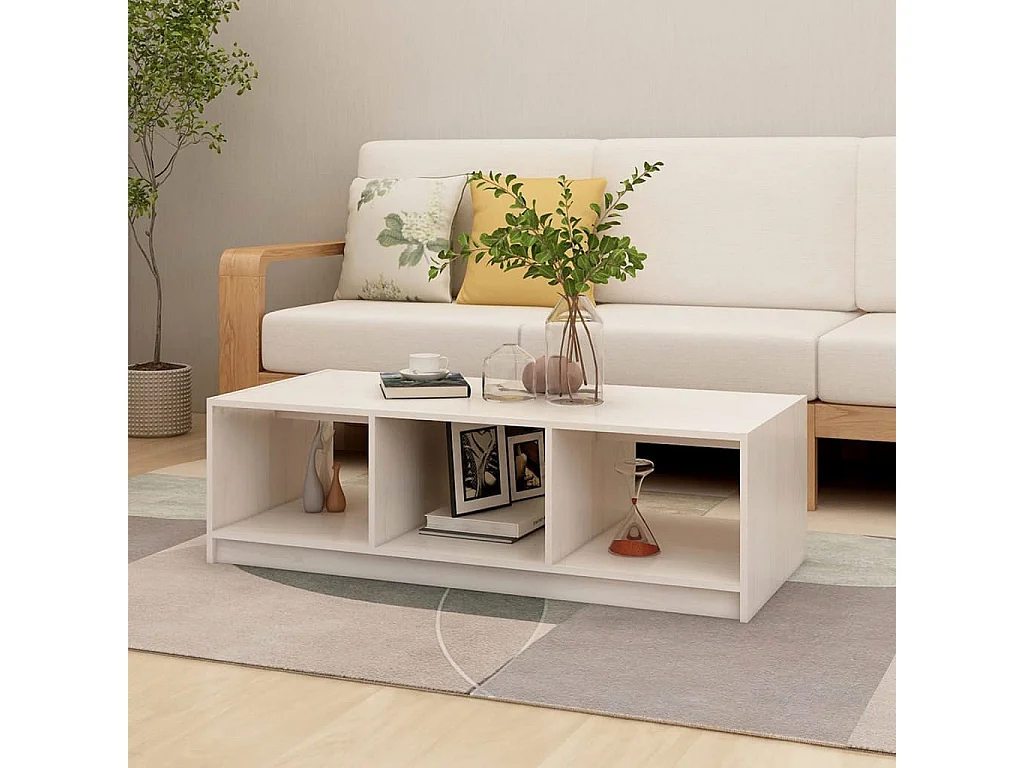 Mesa de centro Gold Blanco 110x50x34 cm Madera maciza de pino