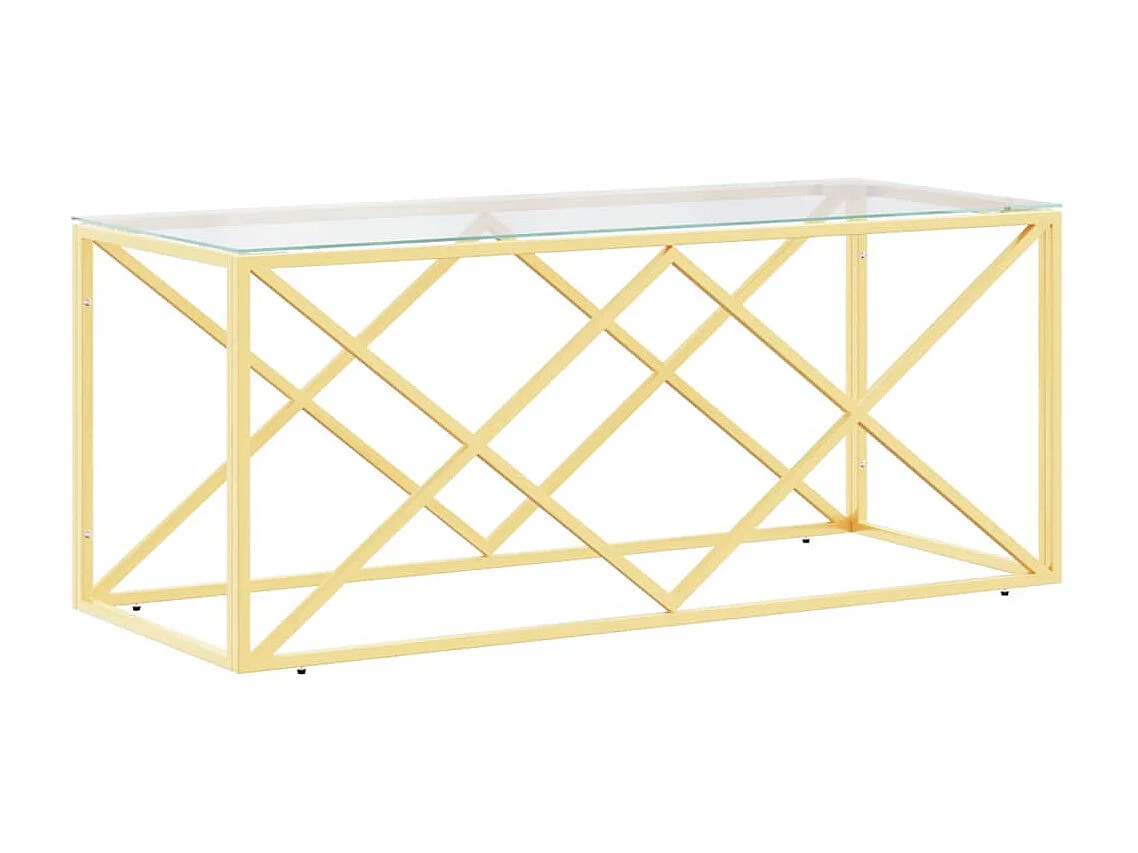 Mesa de centro dourada 110x45x45 cm aço inoxidável e vidro