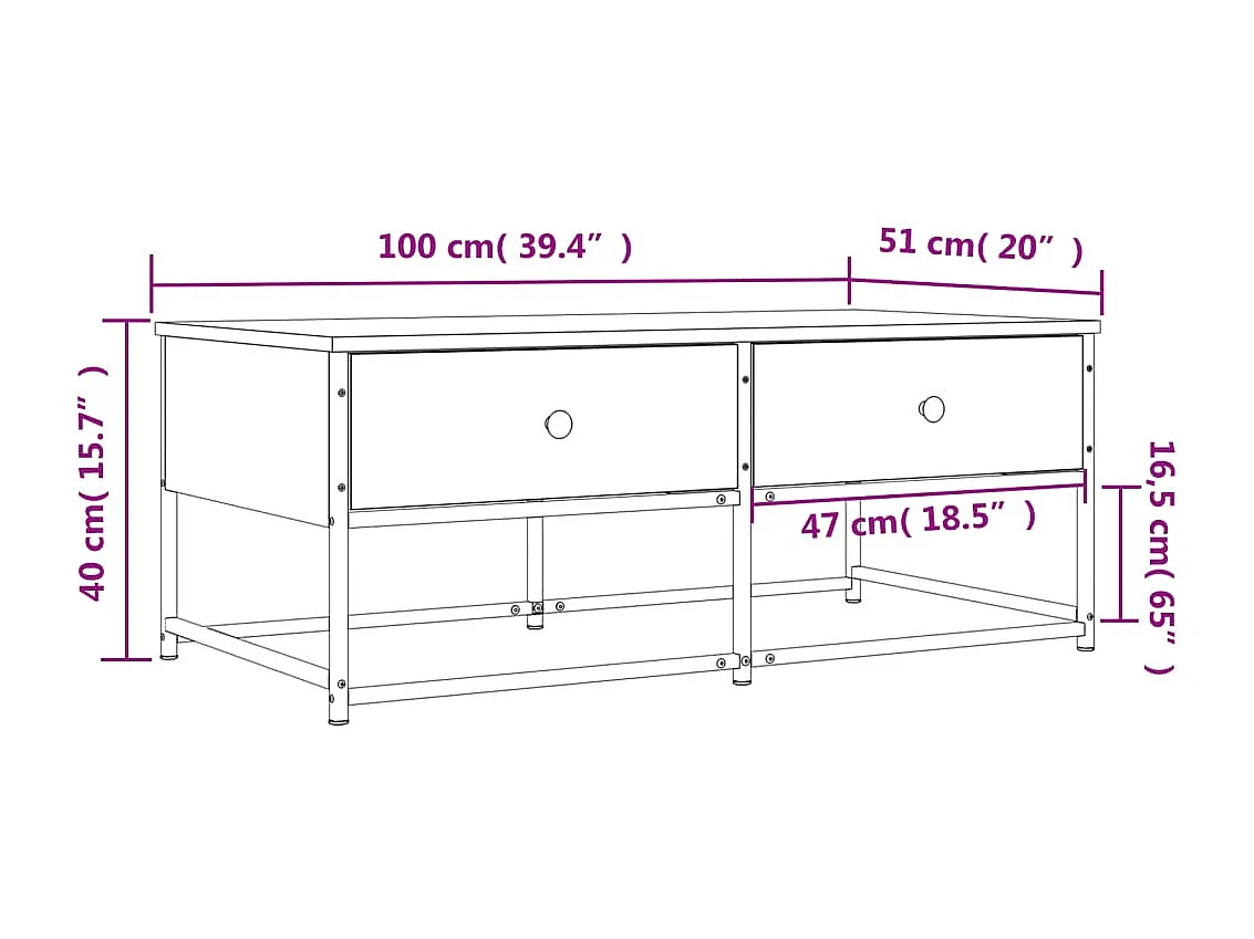 Gold Salontafel zwart 100x51x40 cm samengesteld hout