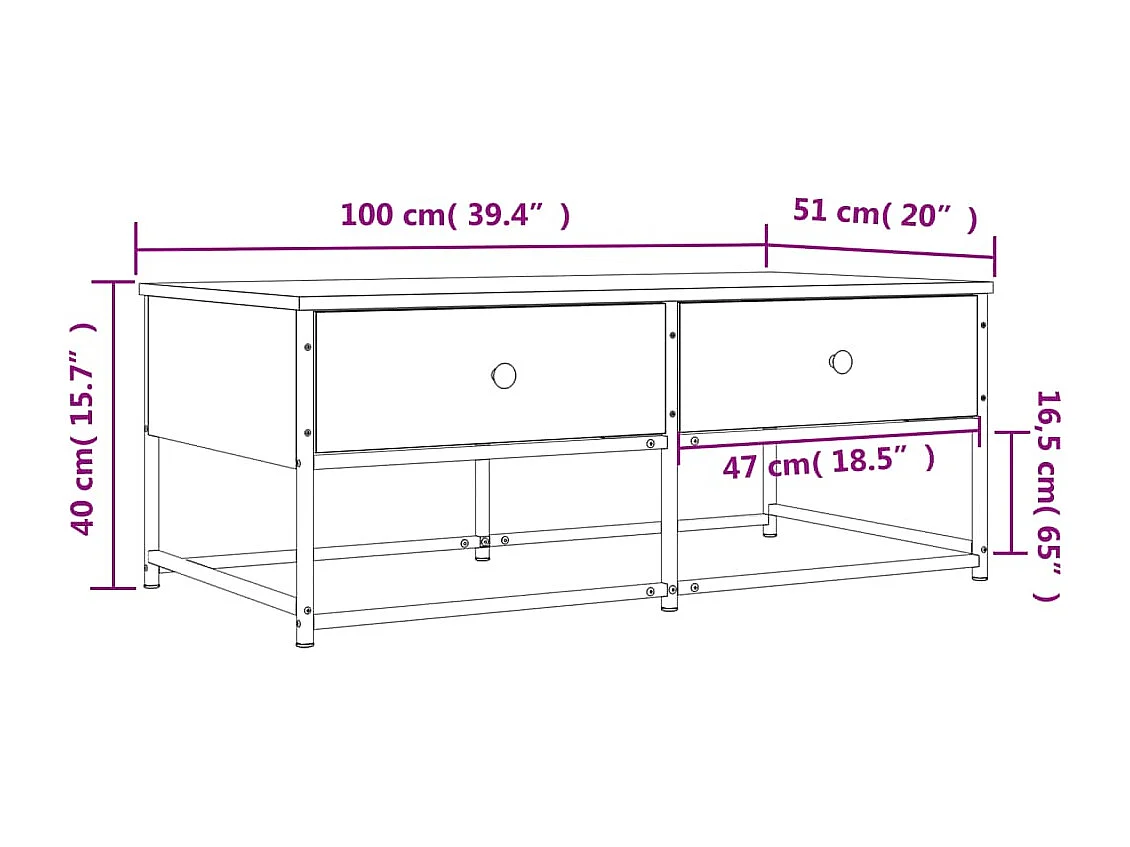 Gold Salontafel zwart 100x51x40 cm samengesteld hout