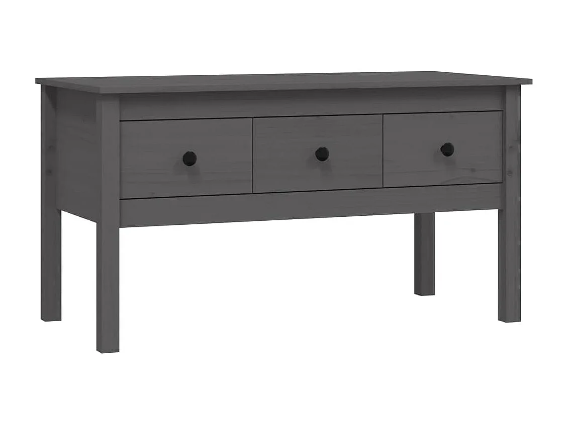 Mesa de centro dourada Cinza 102x49x55 cm Madeira maciça de pinho