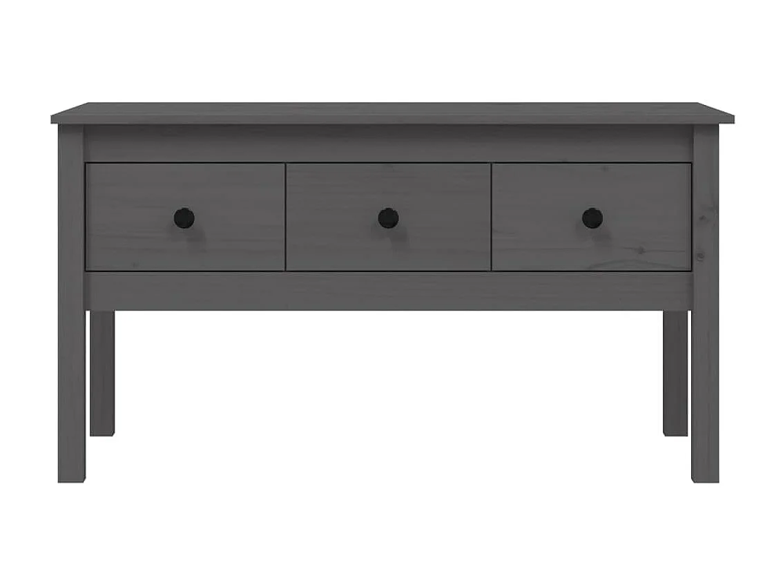 Mesa de centro dourada Cinza 102x49x55 cm Madeira maciça de pinho