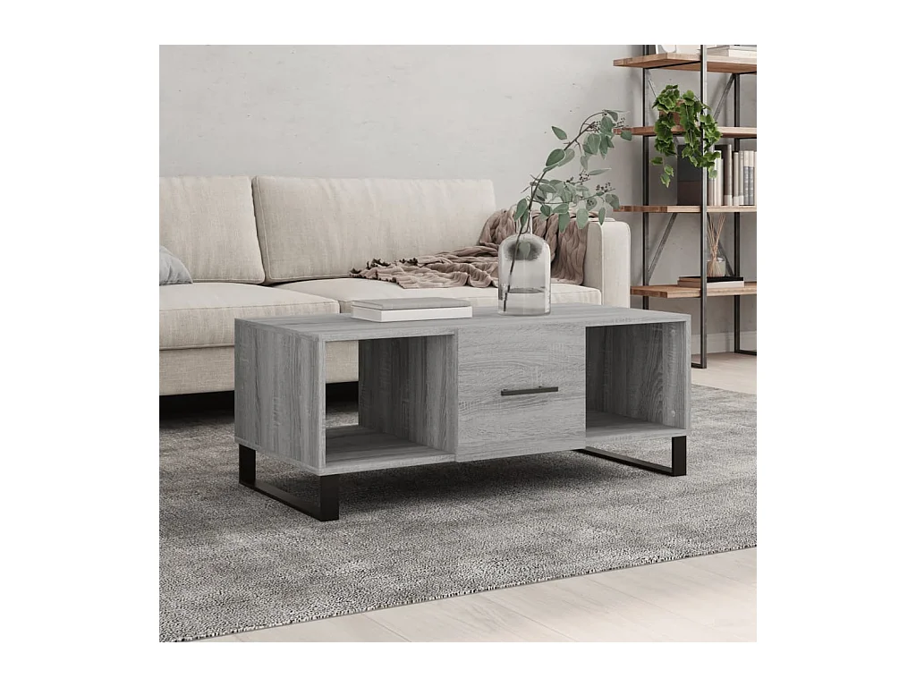 Table basse sonoma gris 102x50x40 cm bois d'ingénierie