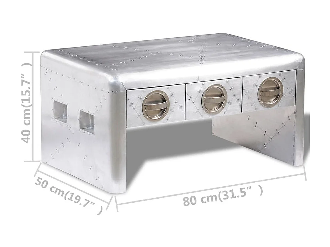 Table basse 3 tiroirs vintage Style d'aviation