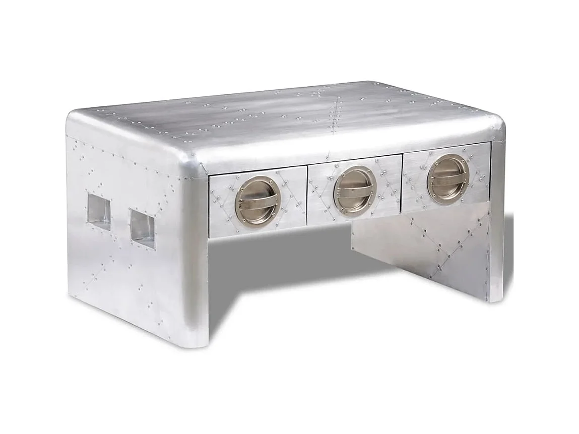 Table basse 3 tiroirs vintage Style d'aviation