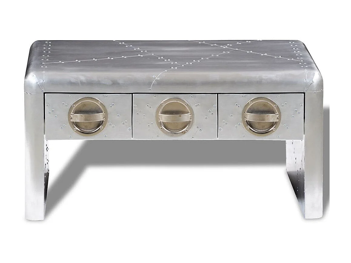 Table basse 3 tiroirs vintage Style d'aviation